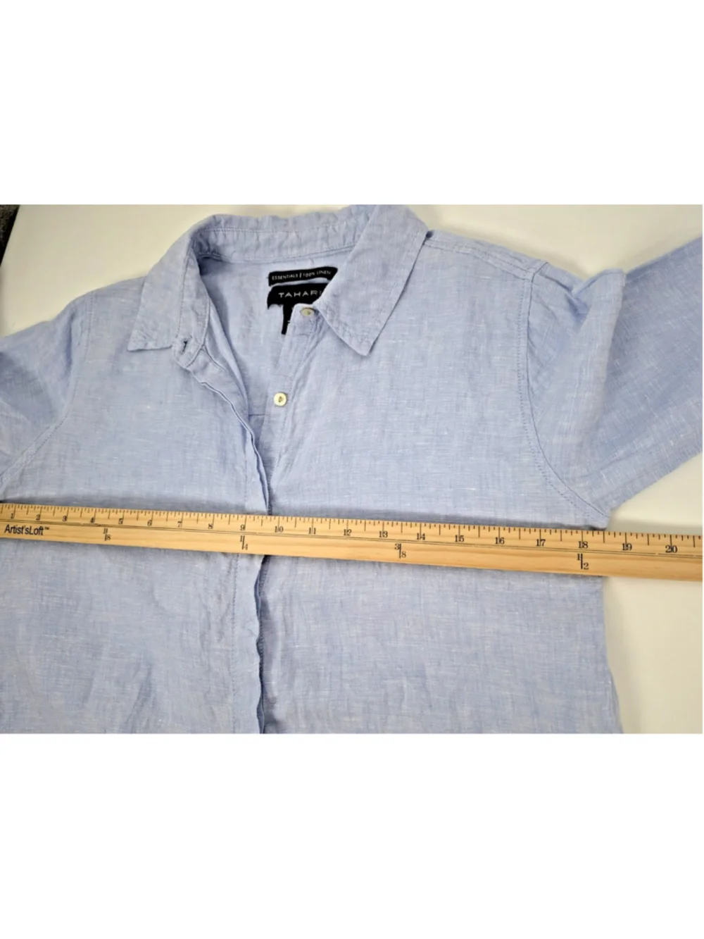 Tahari Linen Tunic Blouse Shirt Sz S Blue Classic Nautical Beachy Coastal - Picture 7 of 9